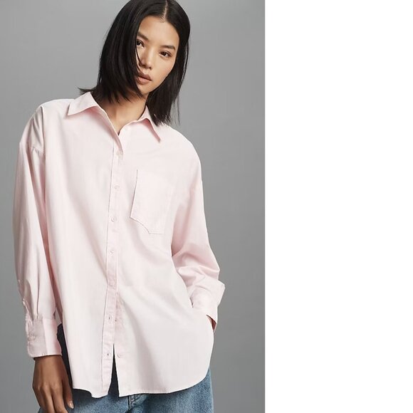 Anthropologie The Bennet Buttondown Shirt by Maeve M new nwt pink color - Picture 1 of 7